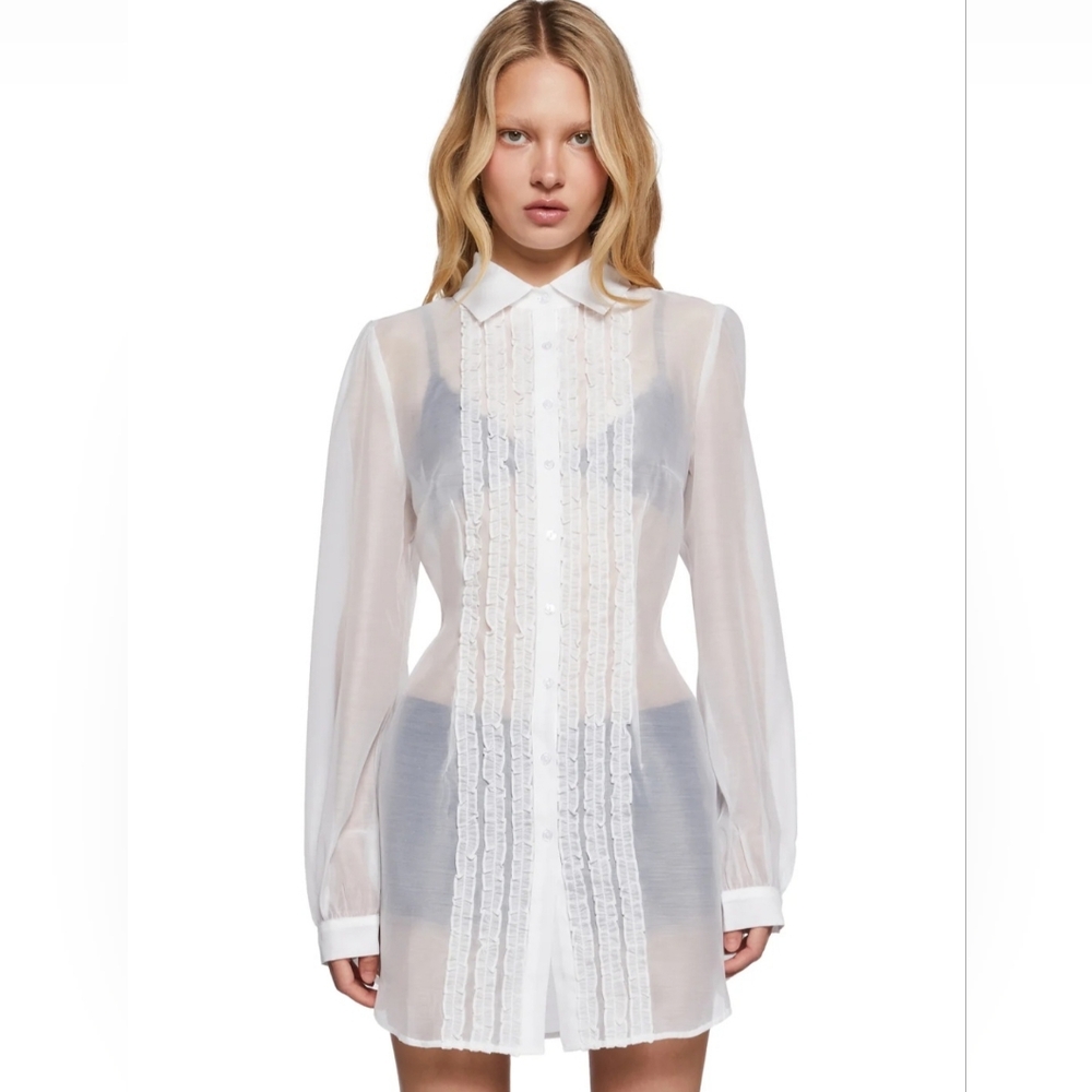 Sugar Thrillz "Clueless" White Ruffle shirt